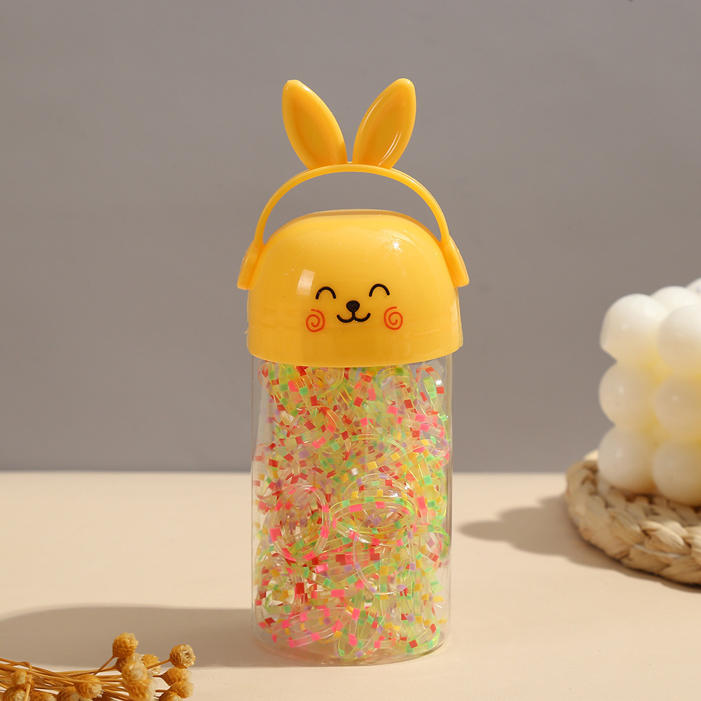 Conejo de dibujos animados color negro barril elástico desechable bebé rendimiento de cabello anillo de cabello tocado tienda binaria