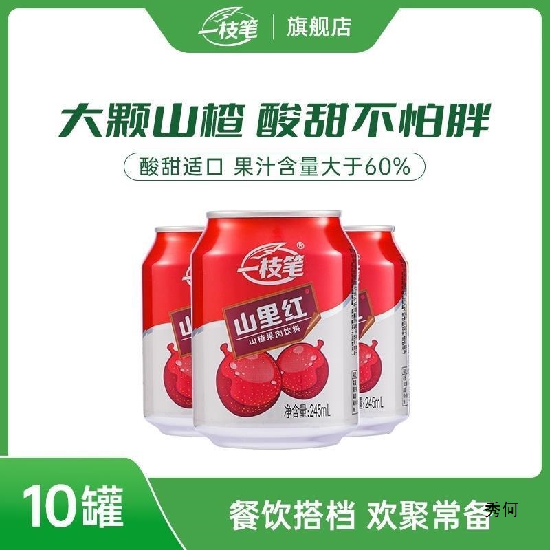 一枝笔山里红山楂汁果味饮料山楂浓缩果汁245ml*10罐解腻开胃