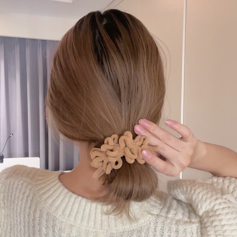 Kopfseil Plüsch Dickdarm Scrunchie Einfaches Haar-Accessoires Duttkopf Advanced Sense Großes hochelastisches Lederband Kopfbedeckung_voghion.com
