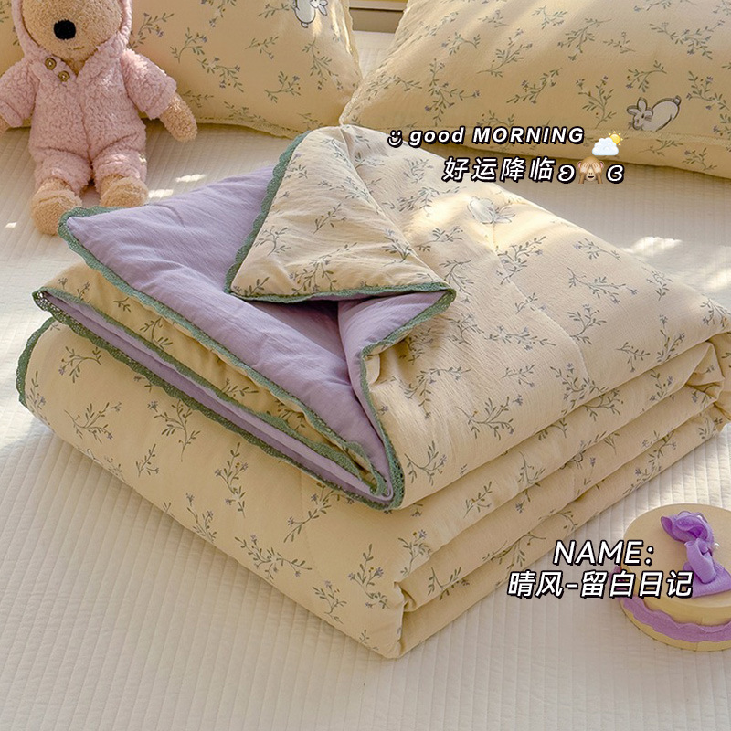Verano antibacteriano clase A edredón de verano aire acondicionado edredón de verano lavable por máquina dormitorio de estudiantes edredón de verano núcleo de doble capa edredón de hilo