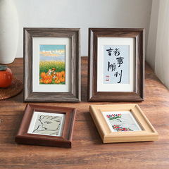 實木擺台相框10寸6 8 7寸A4掛牆兒童框架書法創意原木畫框像框