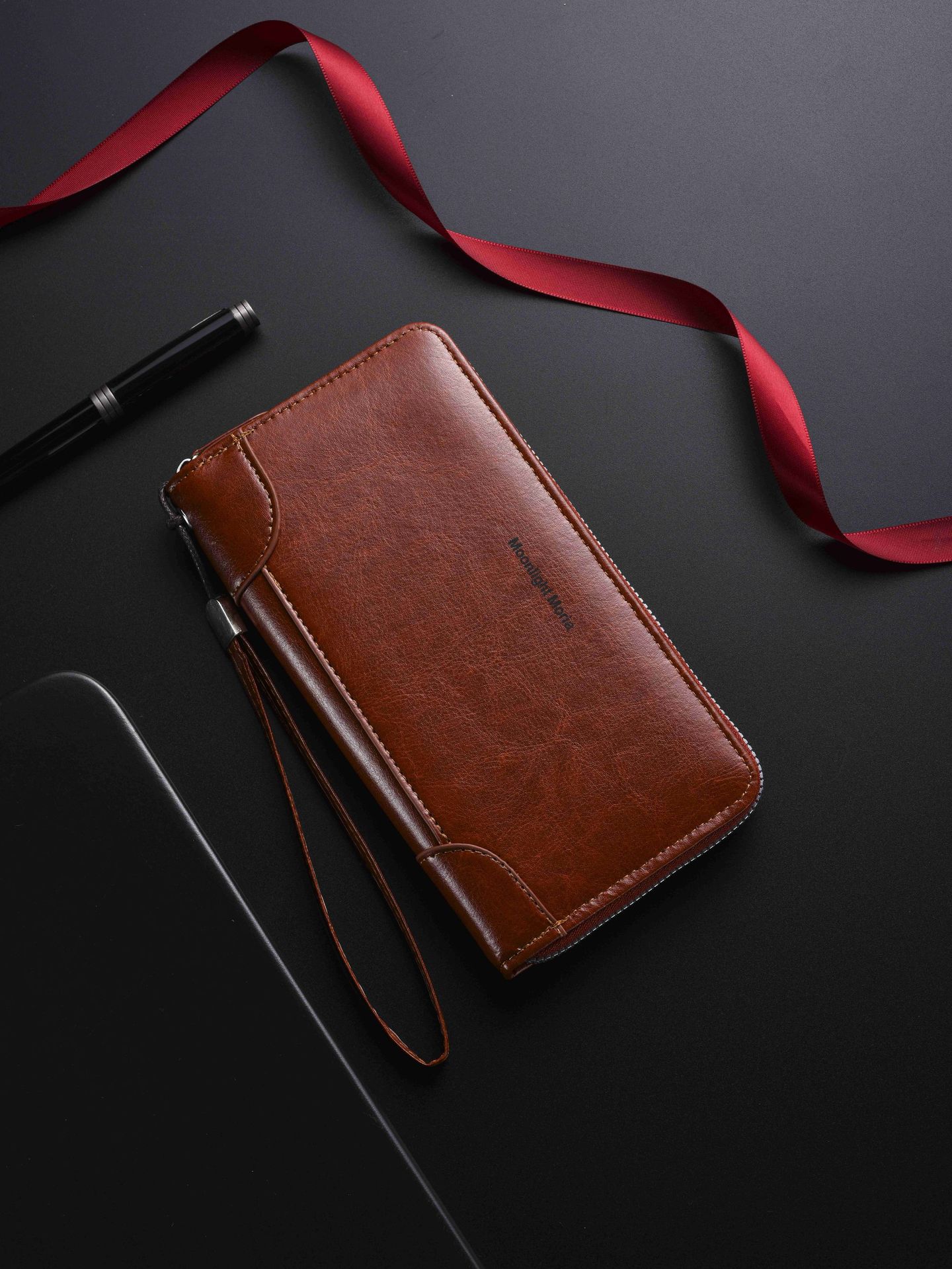 Pochette da uomo retrò con cerniera, borsa a mano multifunzionale a busta lunga, portafoglio_voghion.com