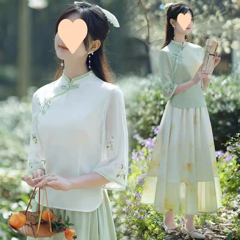 Женская одежда в стиле ретро в стиле Республики Китай, художественно улучшенный чонсам, ежедневная новинка в китайском стиле, студенческое чайное искусство династии Хань, художественная форма выпускного класса
