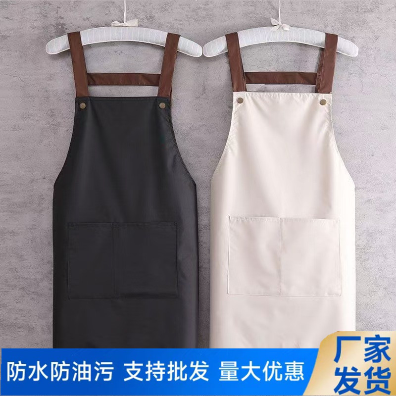 卸売防水エプロン、ショルダーストラップ、耐油エプロン、家庭用キッチン作業服、二層ハンドプリントエプロン|undefined