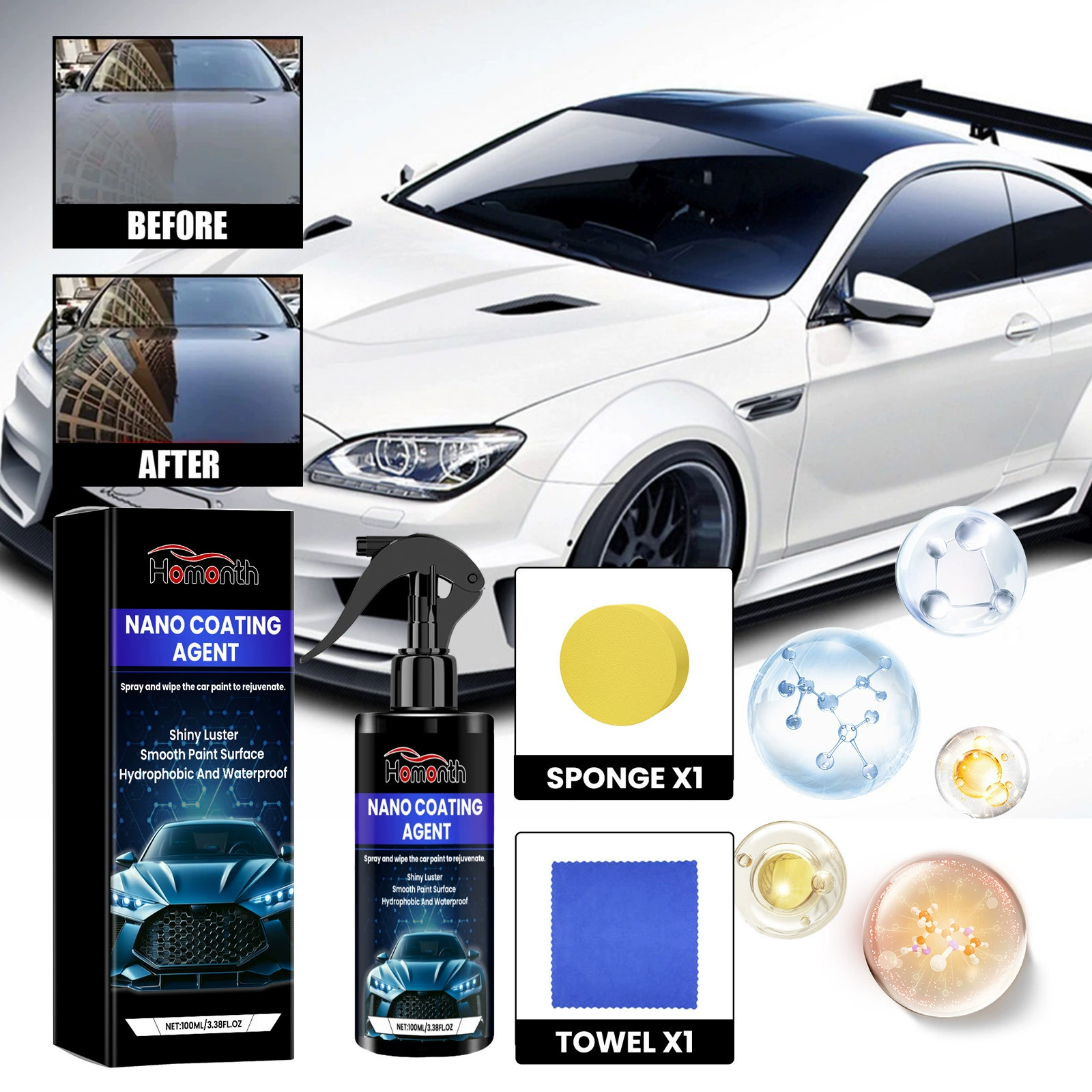 HOMONTH Автомобильная краска смазка для ремонта Автомобильная краска для ремонта дезактивации и осветления спрей для восстановления длительного обслуживания