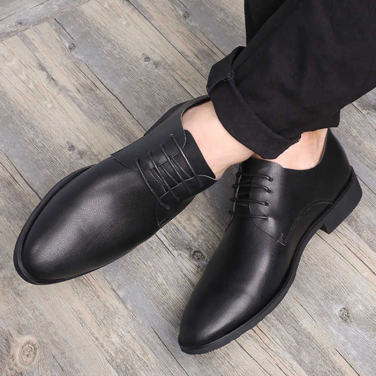 Autumn and Winter Men's British Casual Leather Shoes Men's Soft Sole Breathable Shoes Formal Business Groom's Shoes