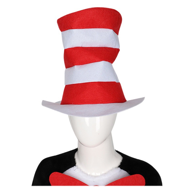 Halloween el gato en el sombrero Navidad cos traje etapa rendimiento traje gato vistiendo sombrero