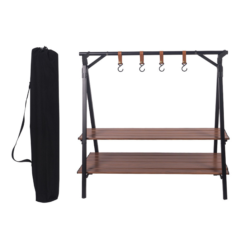 CLS aleación de aluminio al aire libre de doble capa de almacenamiento rack patio balcón almacenamiento rack auto-conducción viaje coche camping soporte portátil