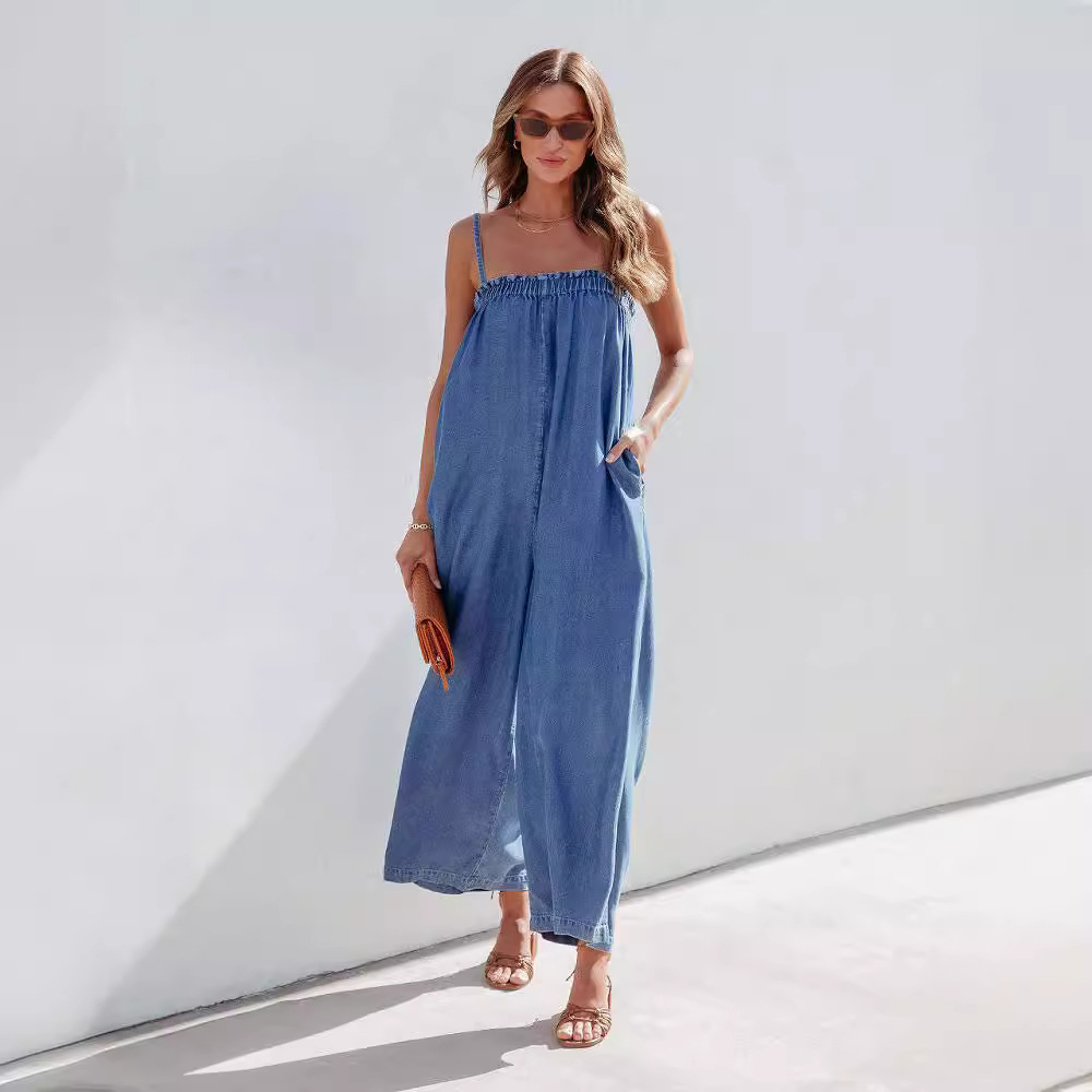2023 Comercio exterior transfronterizo verano suelta cintura alta Honda mono estilo europeo y americano recortado casual adelgazamiento pierna ancha Pantalones image 4