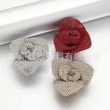 热销高端烫钻手工玫瑰花满钻百搭女鞋花礼服衣领装饰水钻服装辅料