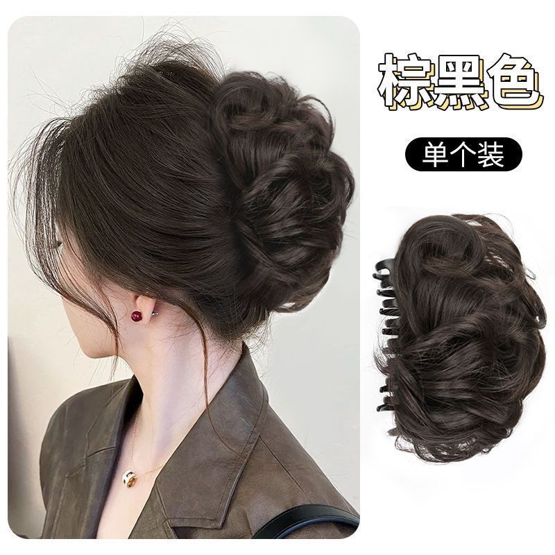 丸子头假发抓夹女发包花苞头盘发增发真发后脑勺高级感垫发包发圈|undefined