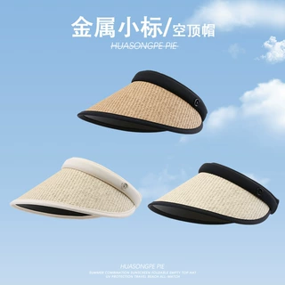 夏季沙滩草编空顶帽子出游防紫外线学生休闲遮阳帽百搭防晒帽批发
