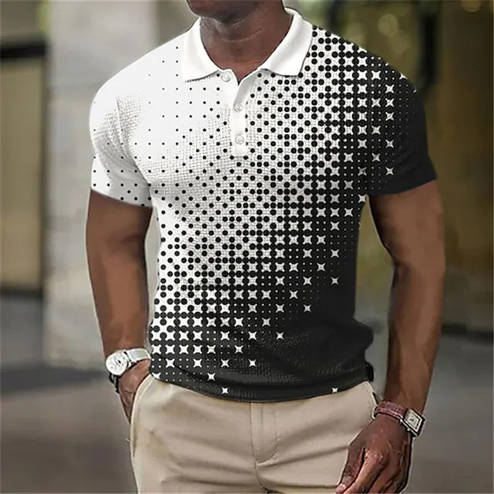 Cross-border European and American Independent Station New Men's Short-sleeved POLO Shirt 3D Digital Printing Casual Trendy Turtleneck Shirt