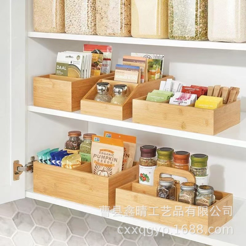 Caja de acabado de artículos diversos de formato de bambú y madera de escritorio Caja de almacenamiento de libros de alimentos de madera Caja de almacenamiento multifuncional de madera maciza