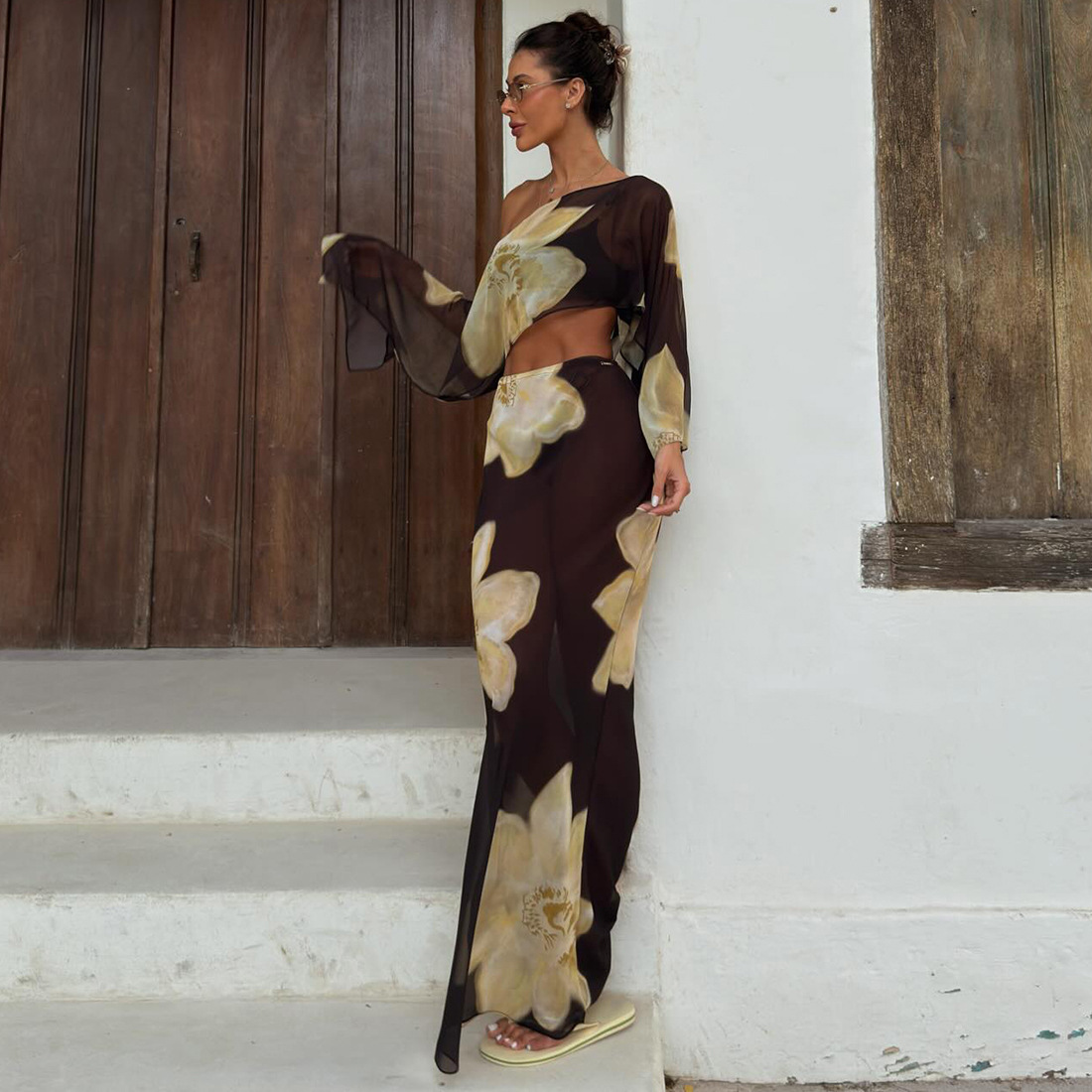 Damen Off-shoulder Oberteil Mit Rock Set Für Herbst Und Winter_voghion.com
