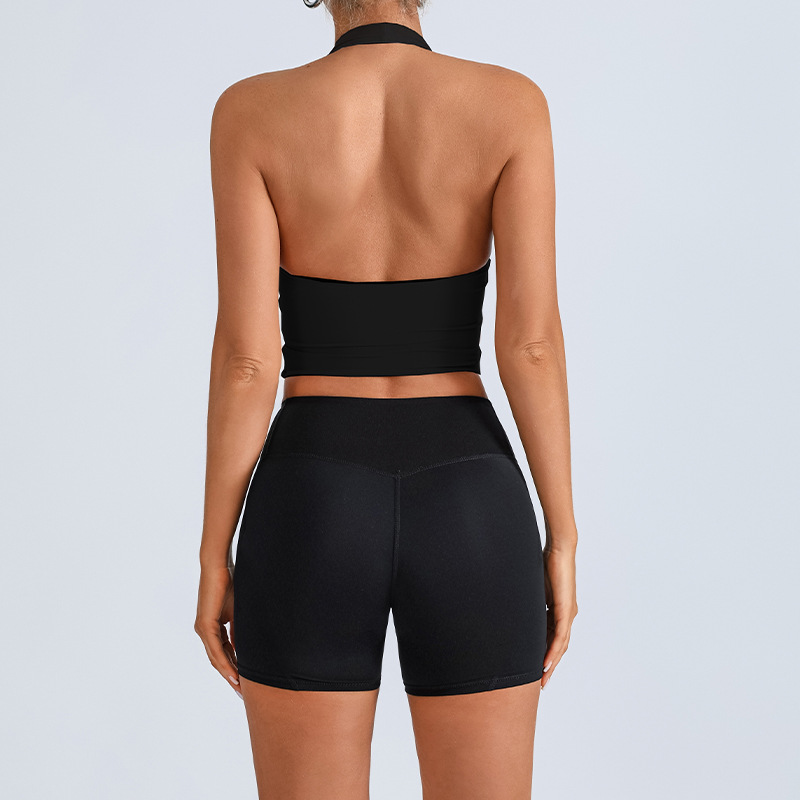 Chaleco deportivo transfronterizo europeo y americano, ropa de yoga, cuello halter femenino, cuello en V, running, fitness, espalda hermosa, top de entrenamiento de secado rápido