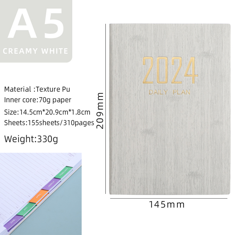 Transfronterizo 2024 inglés a5 calendario 2025 imitación cuero mes índice plan cuaderno calendario de comercio exterior