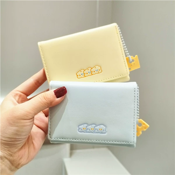 Cheese Wallet Japanese Cute Short Women's Coin Purse Three-Piece New Embroidery Texture Wallet Clip