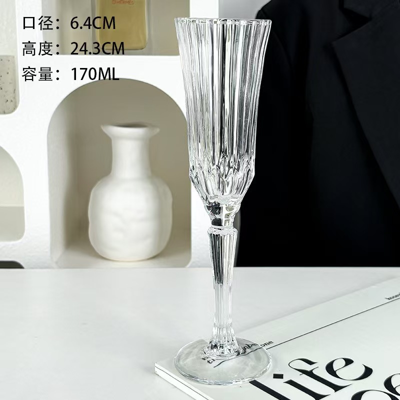 Taza de vidrio de cristal moderno simple taza de vino alto europeo con taza de jugo taza de comida taza de diamante taza