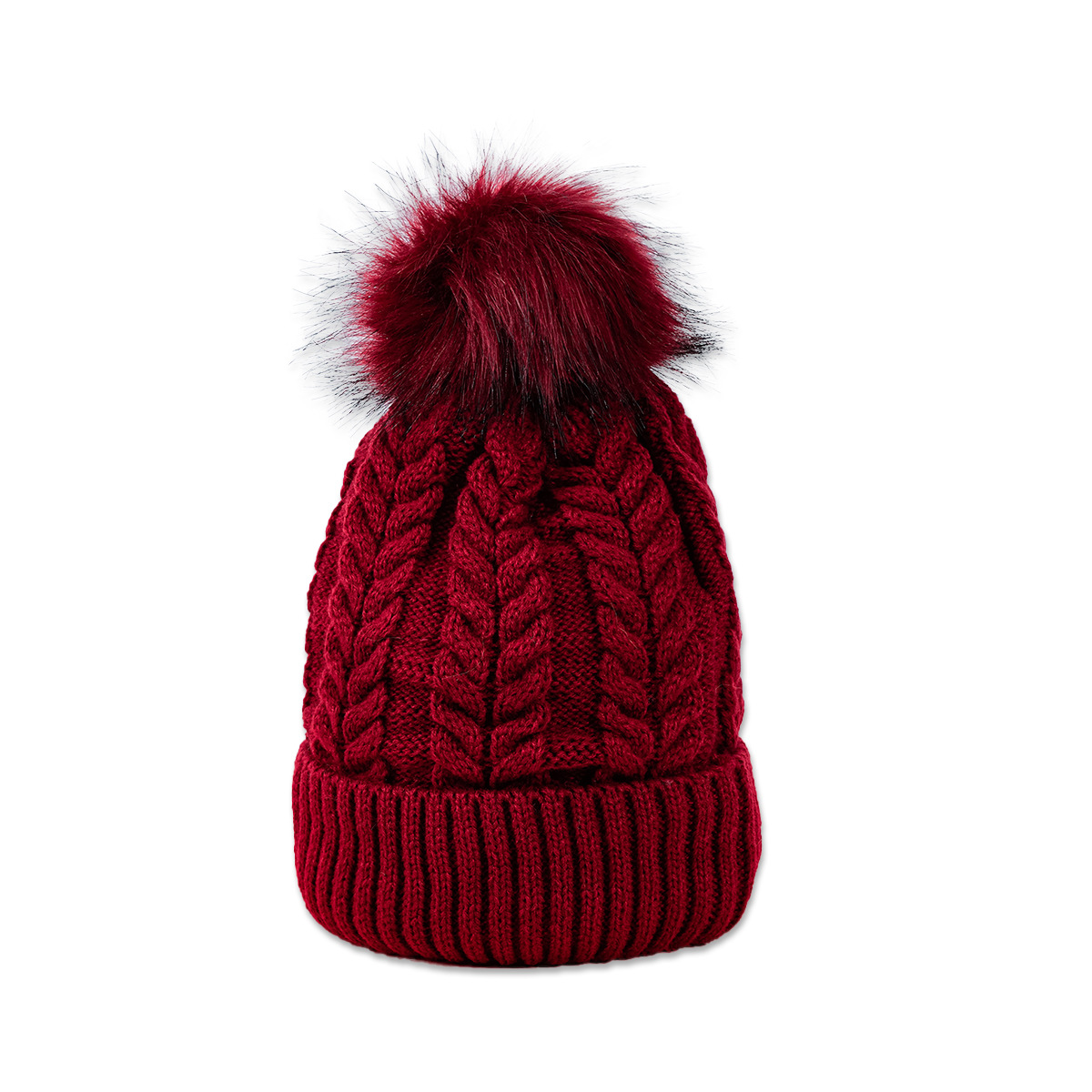 Pink Hat Korean Version Of Pure Color Wild Twist Woolen Hat Warm Fashion Hair Ball Trend Knitted Hat New display picture 2