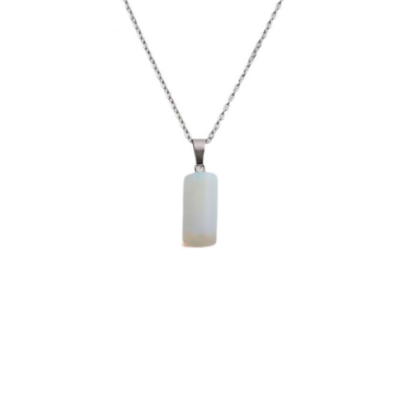 irregular rough stone pendant necklace cylindrical pillar diy necklace