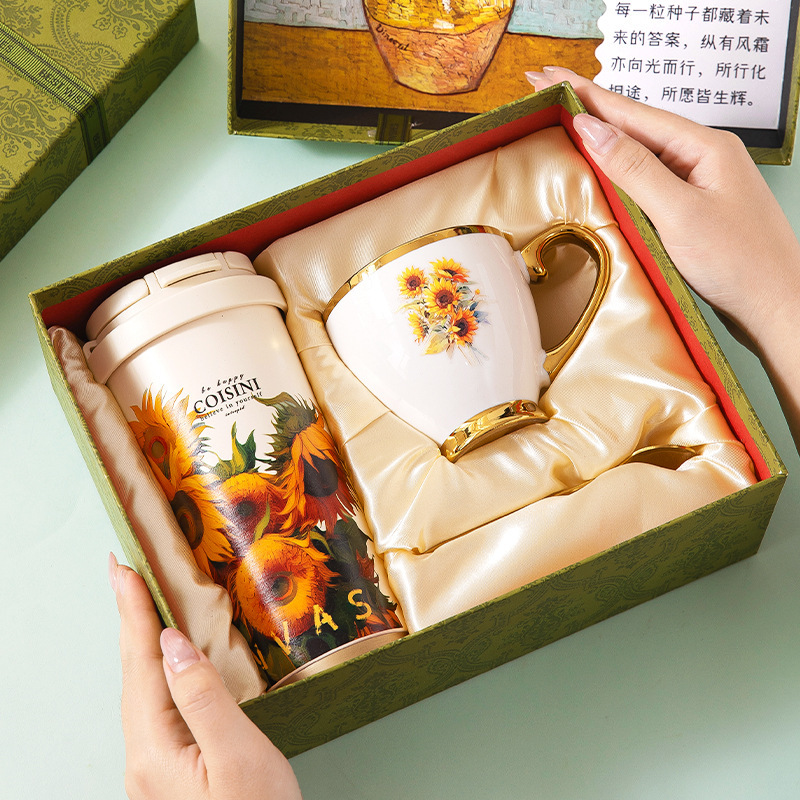 バレンタインプレゼントゴッホ芸彩コーヒーカップ高颜値铃兰保温カップ高级感诞生日プレゼントプレゼントプレゼント|undefined