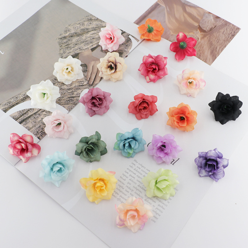 Simulated Flower Pointed Small Rose Head DIY Handmade Gift Box Decoration Fake Flower Rose Photography Prop Flower