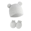 Gray double -sided double -eared side hat+loose band gloves