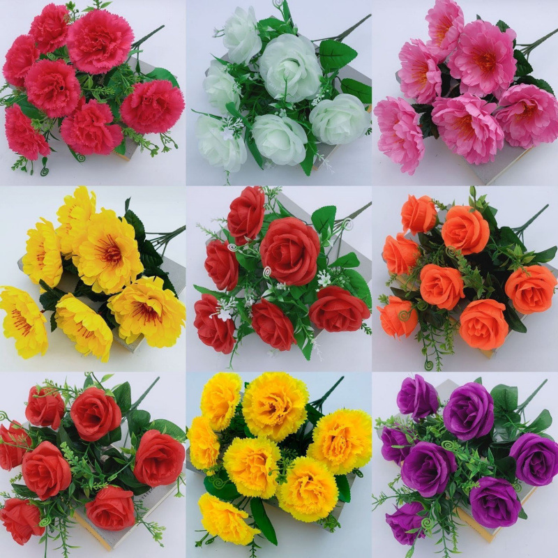仿真花大花束塑料花装饰摆设小花束布艺插花室外绢布花客厅摆放花