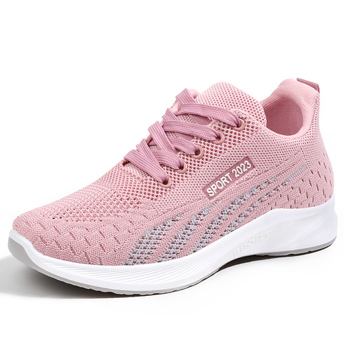 2024 spring and autumn new style flat-soled fly-woven mesh sports shoes for women foreign trade casual soft-soled lightweight running shoes for women wholesale