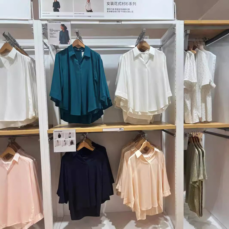 Women's fancy semi-open-collar shirt 7-sleeve Sven Commuter Casual Shirt Easy to Take care of 469419 472484