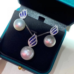 Large Size Natural Pearl Set Seiko S925 Silver Edison Large White Pearl Earrings Necklace 11-12mm