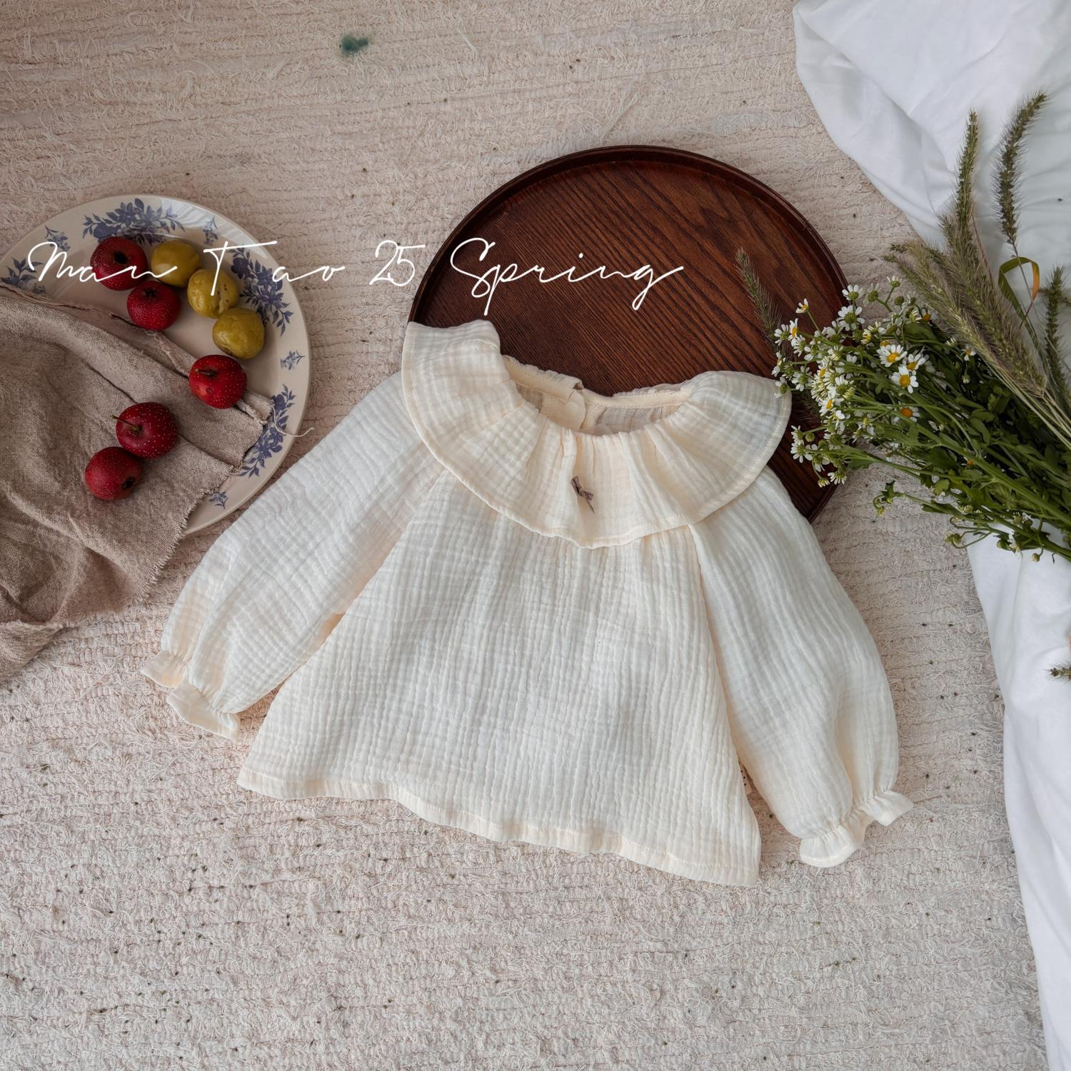 2025 nueva ropa de bebé primavera niña bebé manga larga estilo occidental lindo súper lindo bebé niña dibujos animados traje de manga larga