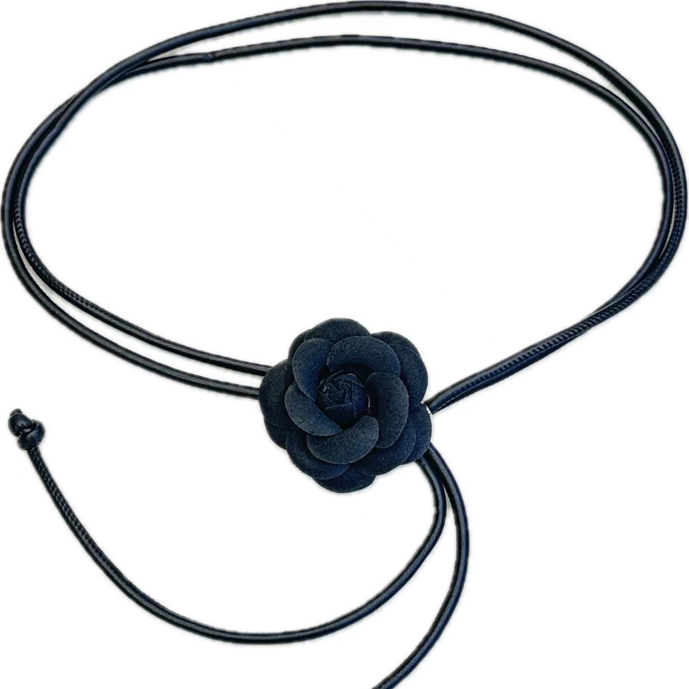 New Camellia Leather Rope Waist Chain Women's dress Decorative Belt All-match European and American Knot Waist Rope Fragrant Style Decoration