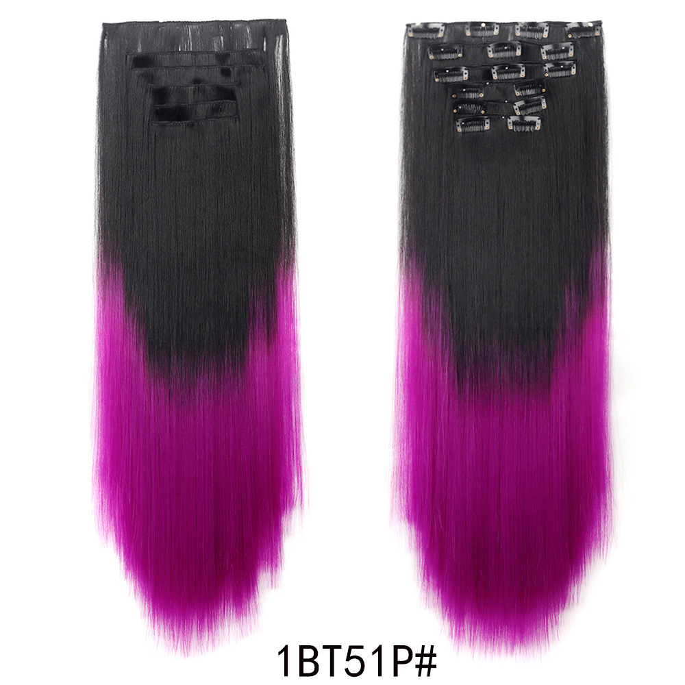 6-teiliges Set Bunte Glatte Kunsthaar-extensions Mit Clips_voghion.com