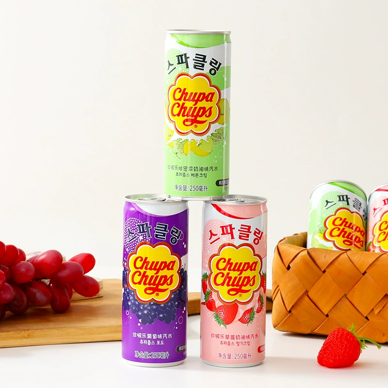 Газированный напиток (Chupa Chups) крем-клубника 250 мл, корейский стиль
