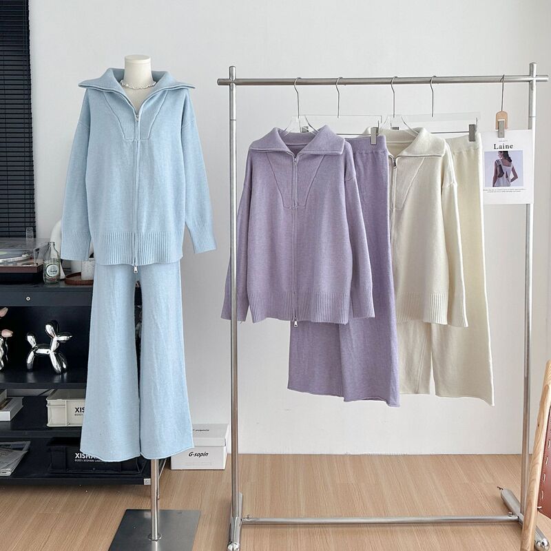 Spring and Autumn Set Home Wear for Pregnant Women, Loose Casual Lapel Top and Wide-Leg Pants Two-Piece Fashionable Casual Set