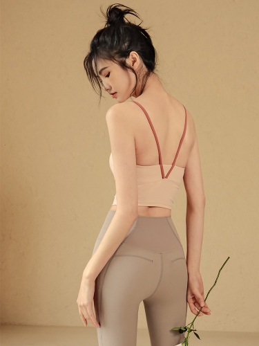 Beautiful back, comfortable nude sports bra, shockproof push-up running fitness bra for women, sexy yoga vest for outer wear