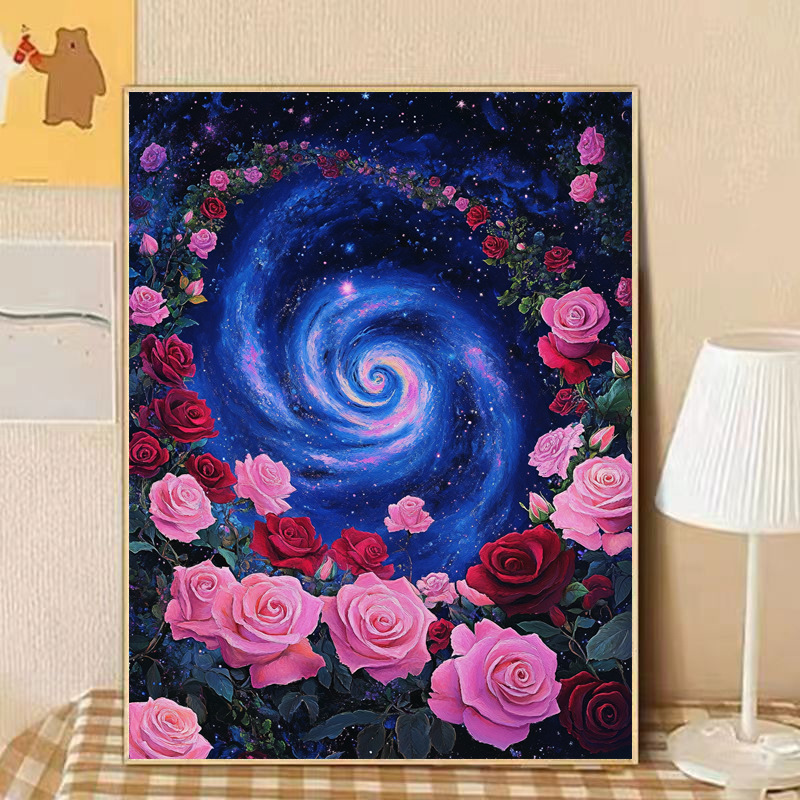 星空玫瑰钻石画满钻新款手工画卧室学生新手钻石贴十字绣带框