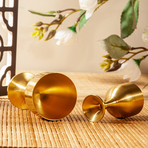 Brass wine cup Chinese wine banquet copper cup holy water cup office desk copper craft decorative brass tall glass