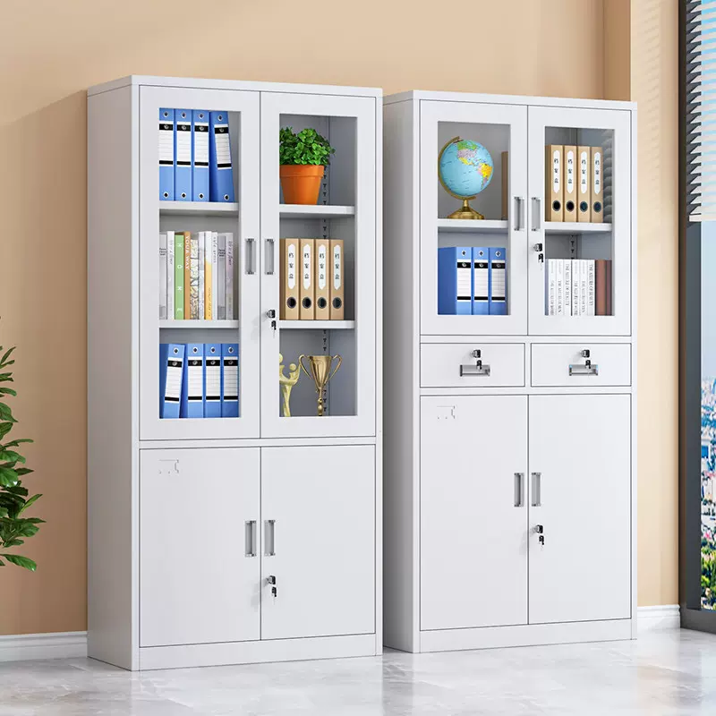 佛山文件柜办公室资料收纳柜铁皮柜档案柜加厚带锁财务凭证柜矮柜