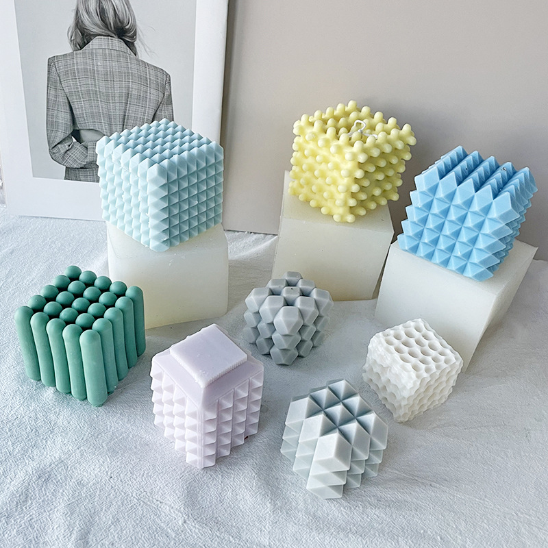 Transfronteriza geométrica BOLA MÁGICA vela molde de silicona diamante superficie bola polígono cubo aromaterapia vela molde al por mayor