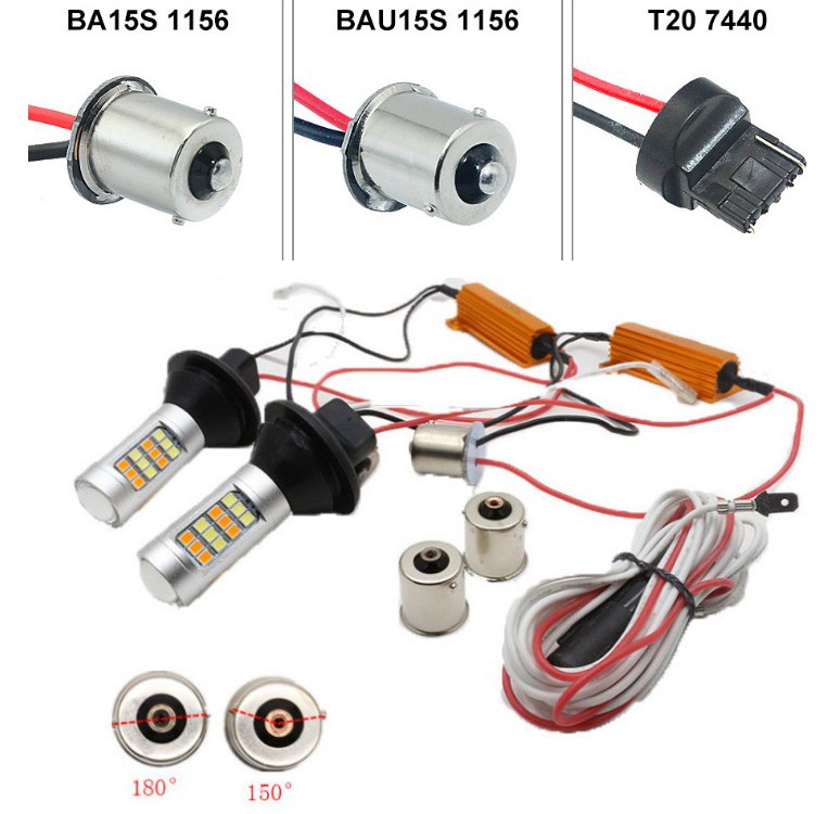 1156 2835 42 light two-color turn signal car LED white yellow decoding BA15S daytime running light 7440 T20
