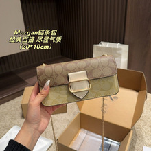 2024新款休闲真皮Morgan链条小方包经典拼色mini牛皮单肩斜挎女包