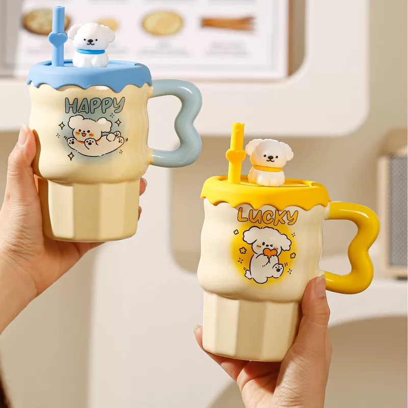 Cute high quality ceramic glass cover, creative gift box