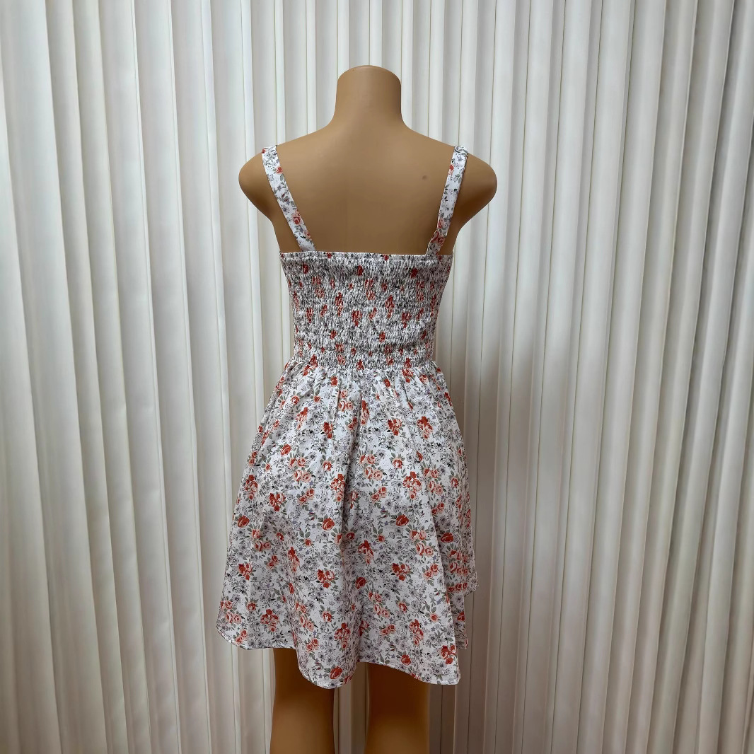 Women's Sexy Strappy Floral Mini Dress Waist Cinching Style New Item_ecoleips.com