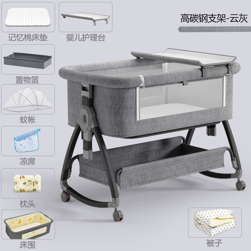 Cuna móvil Cuna portátil Cuna para bebé Cama plegable multifuncional bb Cama grande de costura para niños recién nacidos image 12