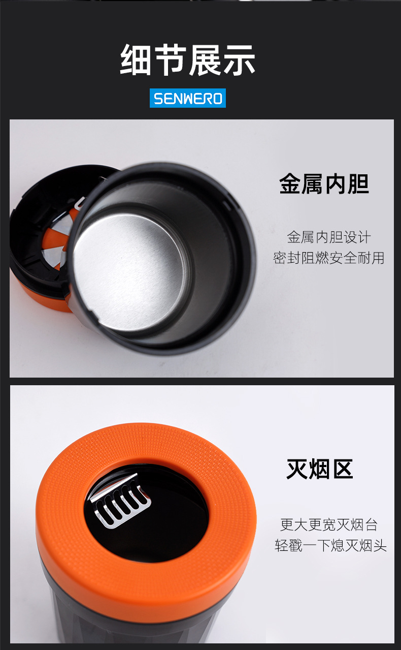 Car Ashtray, Desktop Ashtray, Car Trash Can with Smoke Extinguishing Ring, Rotating Lid, Car Garbage Container to Prevent Ash from Flying