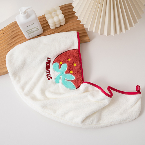 Strawberry Bath Towel Summer Women's Wearable Wrap Absorbent Quick Dry Non-falling Hair Cute Student Hair Drying Cap Bath Skirt Bathrobe Set 