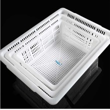 蓝厨房洗菜篮长方形周转白色果蔬收纳筐加厚卖菜酒店塑料框子大